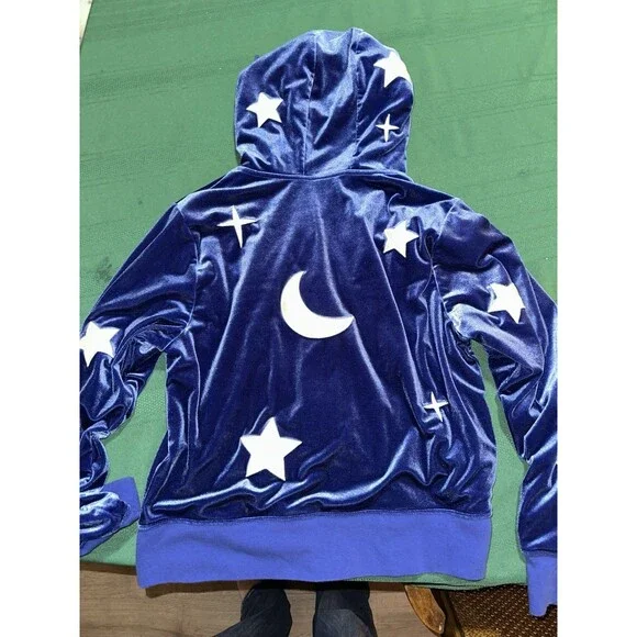 Disney Parks Fantasia Sorcerer Mickey Stars Moons Velour Hoodie Jacket Sz Medium - Picture 4 of 4